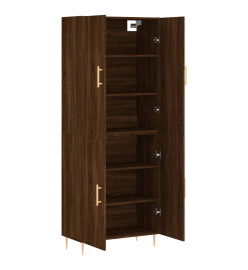 Buffet haut Chêne marron 69,5x34x180 cm Bois d'ingénierie