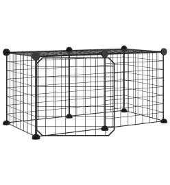 Cage animaux de compagnie à 8 panneaux et porte Noir 35x35 cm