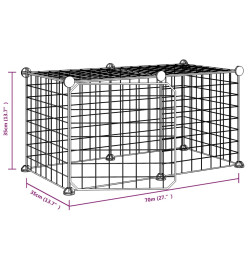 Cage animaux de compagnie à 8 panneaux et porte Noir 35x35 cm