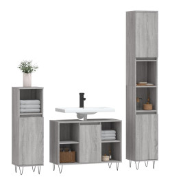 Ensemble de meubles de salle de bain 3 pcs Sonoma gris