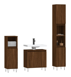 Ensemble de meubles de salle de bain 3 pcs Chêne marron