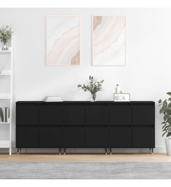 Buffets 3 pcs noir bois d'ingénierie