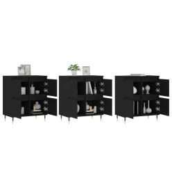 Buffets 3 pcs noir bois d'ingénierie