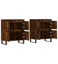 Buffets 2 pcs chêne fumé bois d'ingénierie