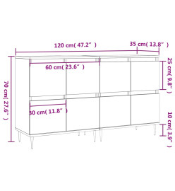 Buffets 2 pcs blanc bois d'ingénierie