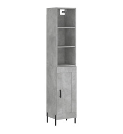 Buffet haut Gris béton 34,5x34x180 cm Bois d'ingénierie