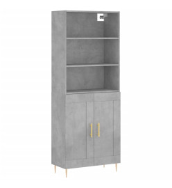 Buffet haut Gris béton 69,5x34x180 cm Bois d'ingénierie