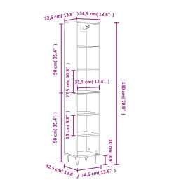 Buffet haut Chêne marron 34,5x32,5x180 cm Bois d'ingénierie