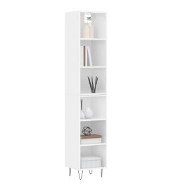 Buffet haut Blanc brillant 34,5x32,5x180 cm Bois d'ingénierie