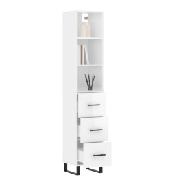 Buffet haut Blanc brillant 34,5x34x180 cm Bois d'ingénierie