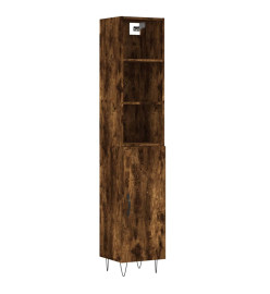 Buffet haut Chêne fumé 34,5x34x180 cm Bois d'ingénierie