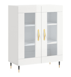 Buffet haut Blanc brillant 69,5x34x180 cm Bois d'ingénierie