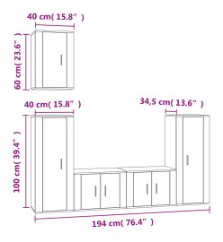 Ensemble de meubles TV 5 pcs Chêne sonoma Bois d'ingénierie