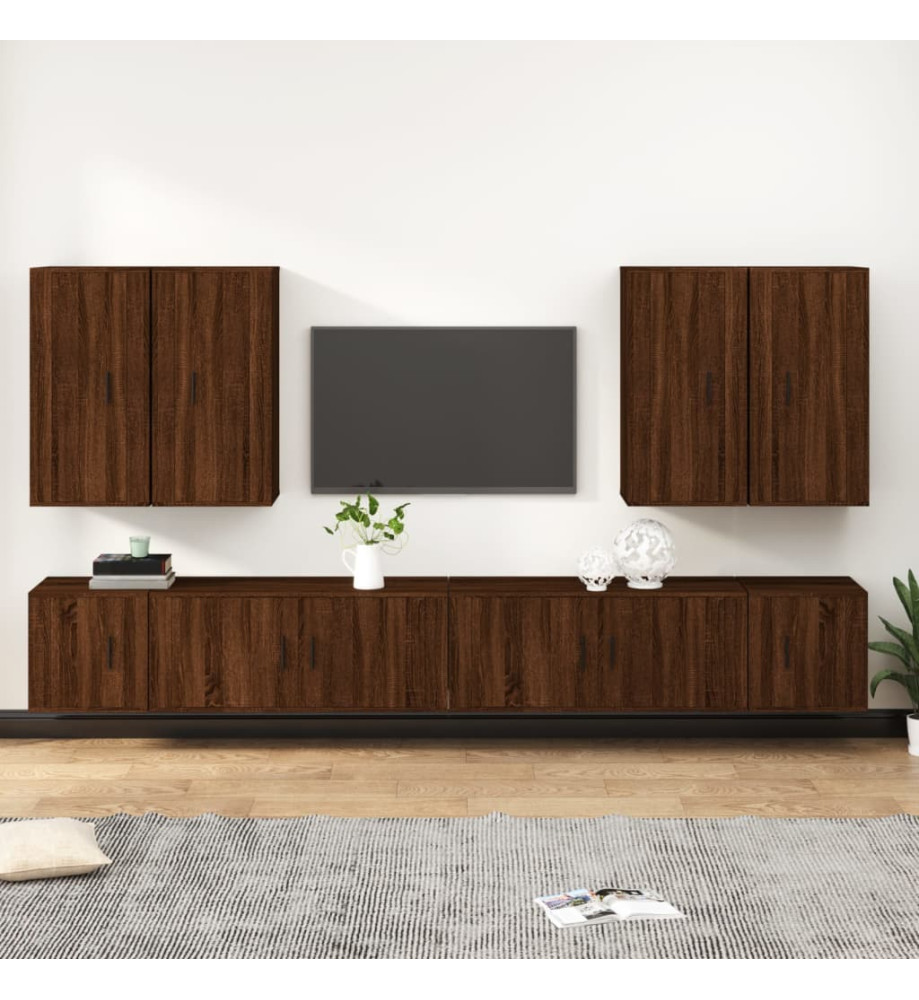 Ensemble de meubles TV 8 pcs Chêne marron Bois d'ingénierie