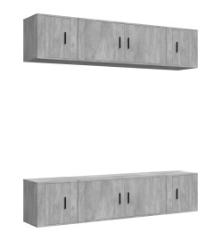 Ensemble de meubles TV 6 pcs Gris béton Bois d'ingénierie