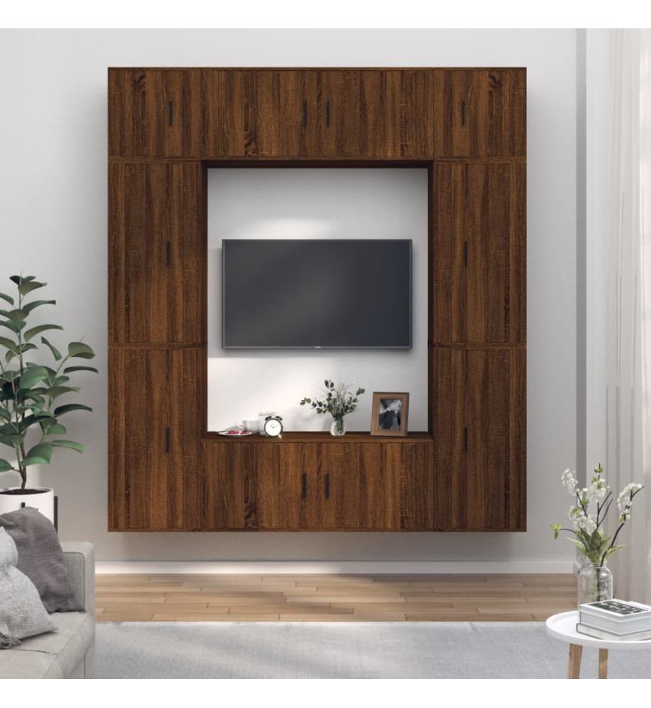 Ensemble de meubles TV 8 pcs Chêne marron Bois d'ingénierie