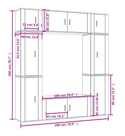 Ensemble de meubles TV 8 pcs Chêne marron Bois d'ingénierie