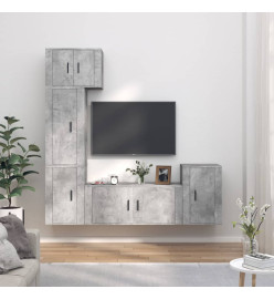 Ensemble de meubles TV 5 pcs Gris béton Bois d'ingénierie