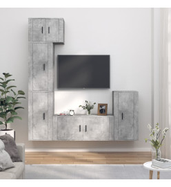 Ensemble de meubles TV 5 pcs Gris béton Bois d'ingénierie