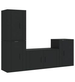 Ensemble de meubles TV 4 pcs Noir Bois d'ingénierie