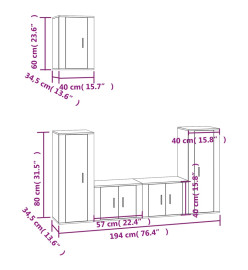 Ensemble de meubles TV 5 pcs Chêne marron Bois d'ingénierie