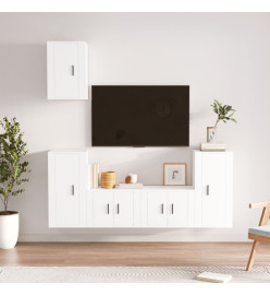 Ensemble de meubles TV 5 pcs Blanc Bois d'ingénierie