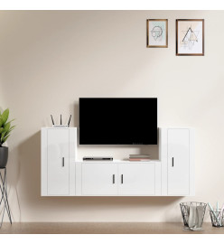 Ensemble de meubles TV 3 pcs Blanc brillant Bois d'ingénierie