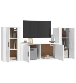 Ensemble de meubles TV 3 pcs Blanc brillant Bois d'ingénierie