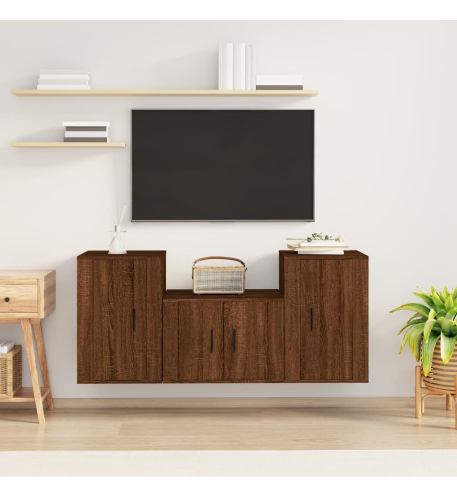 Ensemble de meubles TV 3 pcs Chêne marron Bois d'ingénierie