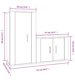 Ensemble de meubles TV 2 pcs Chêne fumé Bois d'ingénierie