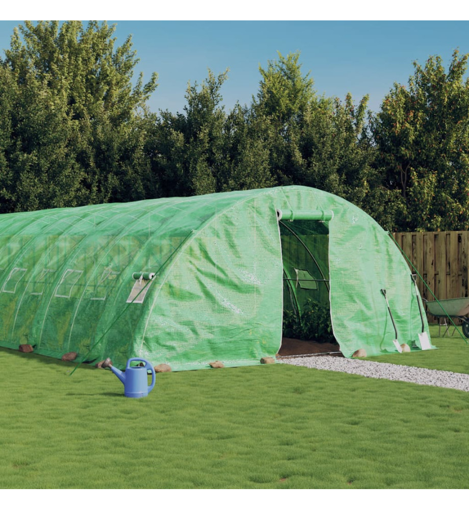 Serre avec cadre en acier vert 50 m² 10x5x2,3 m