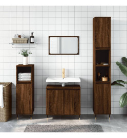 Ensemble d'armoires de salle de bain 3 pcs chêne marron