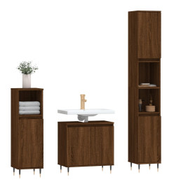 Ensemble d'armoires de salle de bain 3 pcs chêne marron