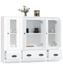 Buffets 3 pcs blanc brillant bois d'ingénierie