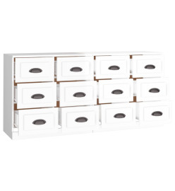 Buffets 2 pcs blanc brillant bois d'ingénierie