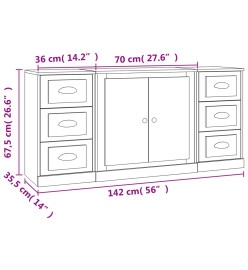 Buffets 3 pcs Chêne fumé Bois d'ingénierie