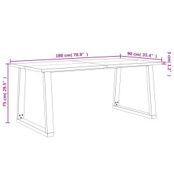 Ensemble à manger 3 pcs avec bord vivant bois massif d'acacia