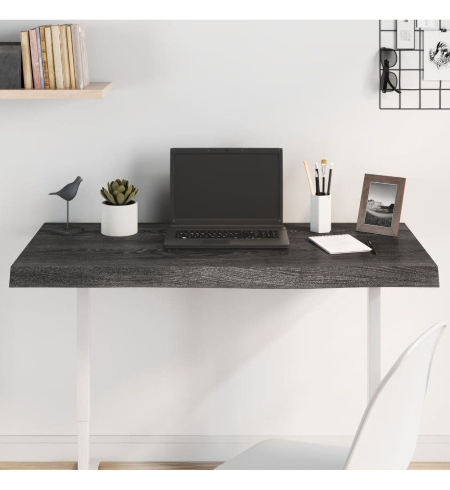 Dessus de bureau gris foncé 100x50x6 cm bois chêne traité