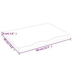 Dessus de table marron clair 80x60x4 cm bois chêne traité