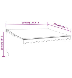 Auvent rétractable automatique jaune et blanc 3,5x2,5 m