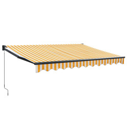 Auvent rétractable jaune et blanc 3x2,5 m tissu et aluminium