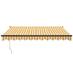 Auvent rétractable jaune et blanc 3x2,5 m tissu et aluminium