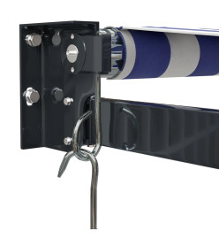 Auvent rétractable bleu et blanc 4,5x3 m tissu et aluminium