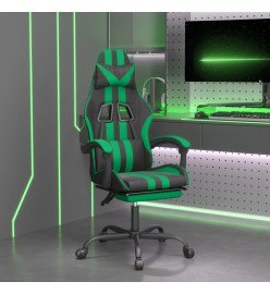 Chaise de jeu avec repose-pied Noir et vert Similicuir