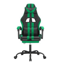 Chaise de jeu avec repose-pied Noir et vert Similicuir