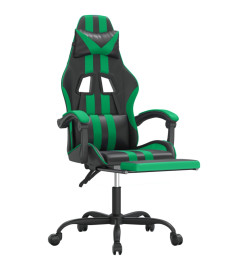 Chaise de jeu avec repose-pied Noir et vert Similicuir