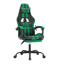 Chaise de jeu avec repose-pied Noir et vert Similicuir