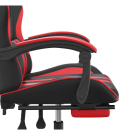 Chaise de jeu avec repose-pied Noir et rouge Similicuir