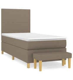 Lit à sommier tapissier avec matelas Taupe 90x190 cm Tissu