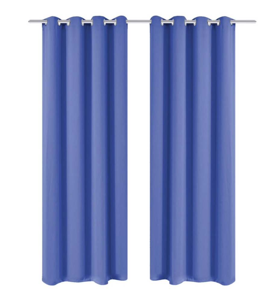 Rideau avec œillets métalliques 2 pcs 135 x 245 cm Bleu